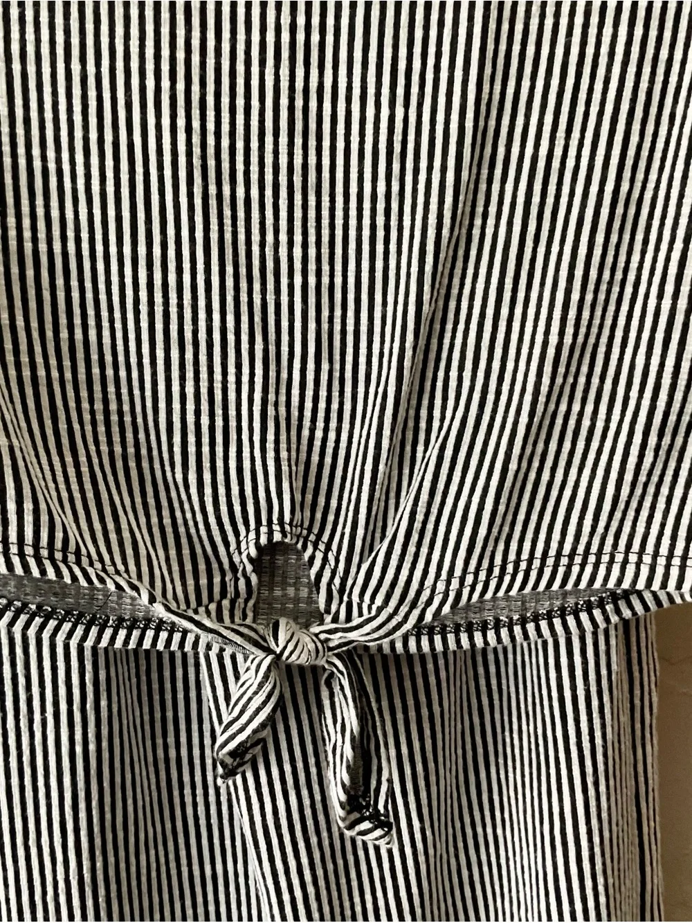 Lily Bleu Black & White Striped Tie-Front top and cropped pants